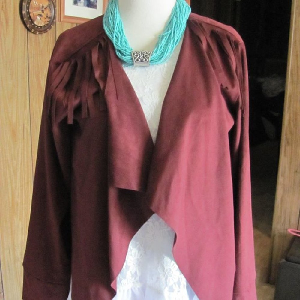 CRAZY TRAIN CALMITY JANE FAUX‎ SUEDE JACKET WITH FRINGE